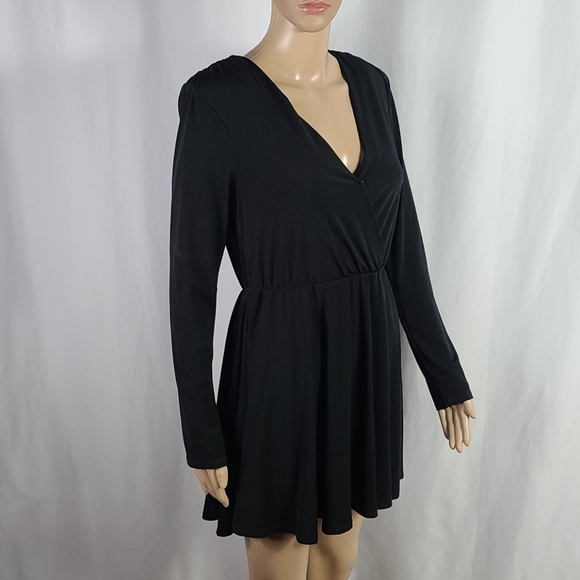 black mini flare dress